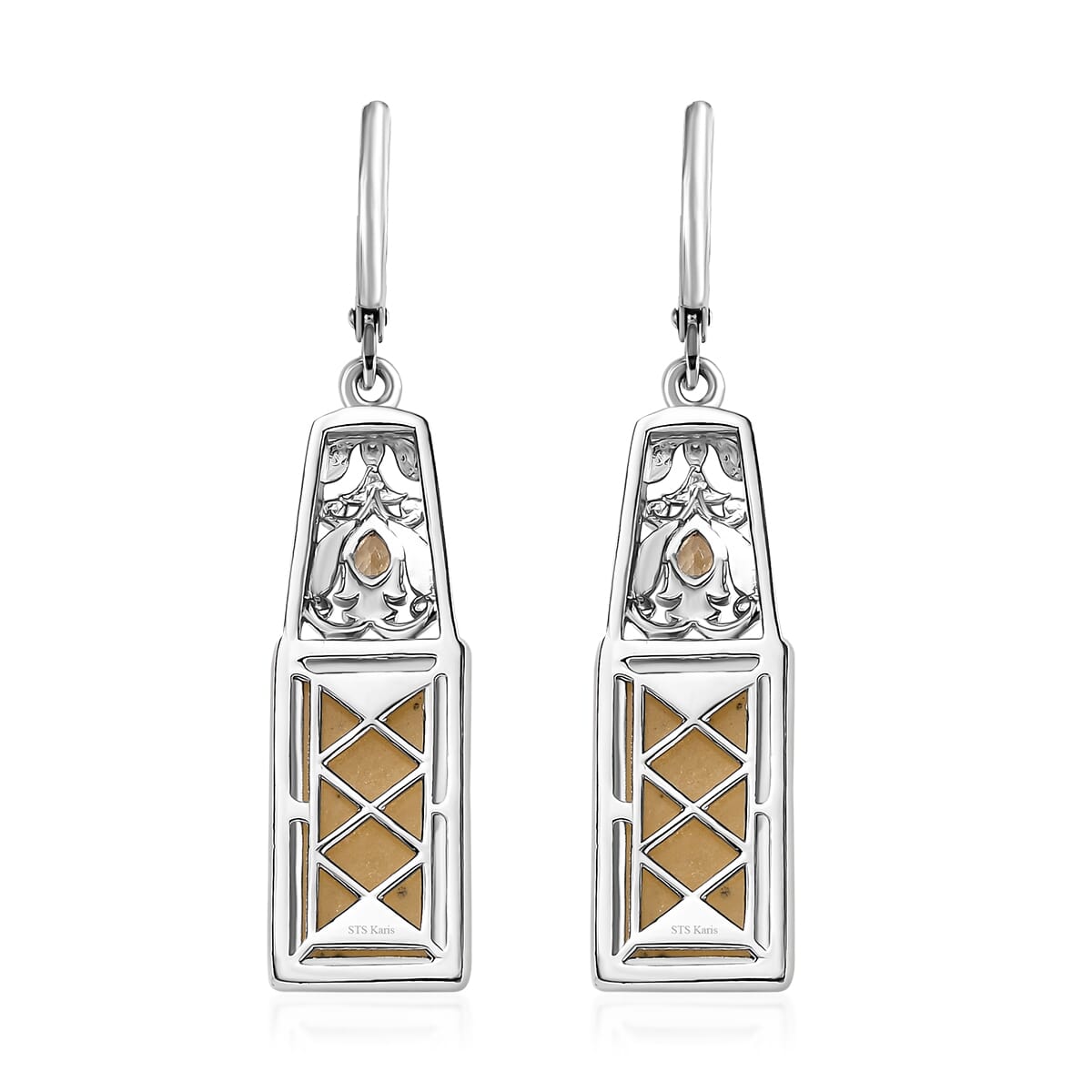 Karis Yellow Aventurine and Citrine 12.20 ctw Solitaire Stud Earrings in Platinum Bond image number 4