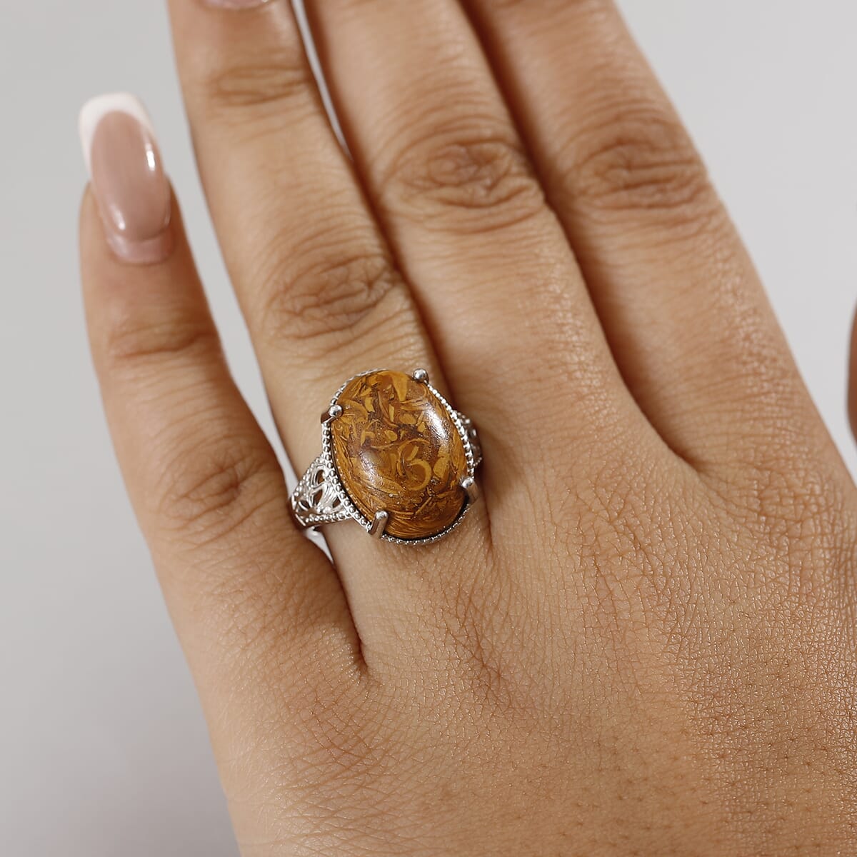 Karis Script Stone 12.65 ctw Solitaire Ring in Platinum Bond (Size 11.0) image number 2