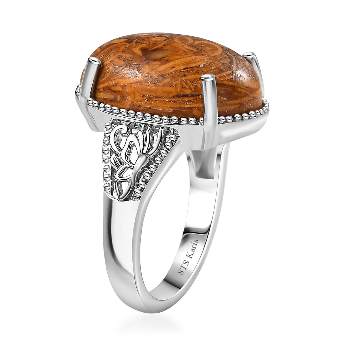 Karis Script Stone 12.65 ctw Solitaire Ring in Platinum Bond (Size 7.0) image number 3