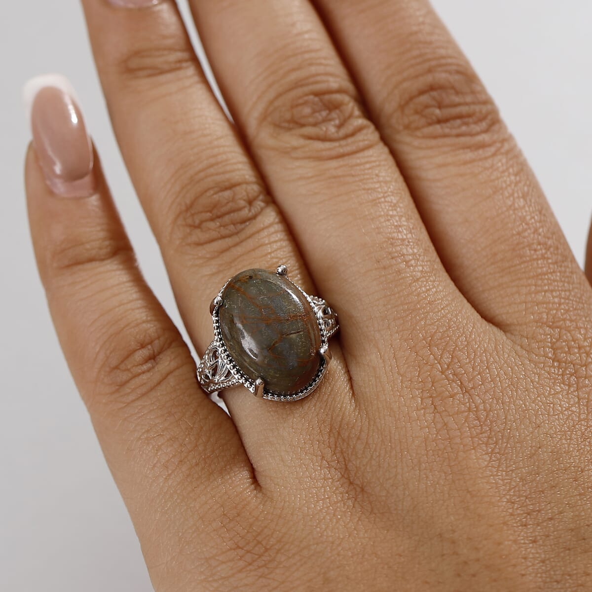 Karis Venus Jasper 12.20 ctw Solitaire Ring in Platinum Bond (Size 7.0) image number 2