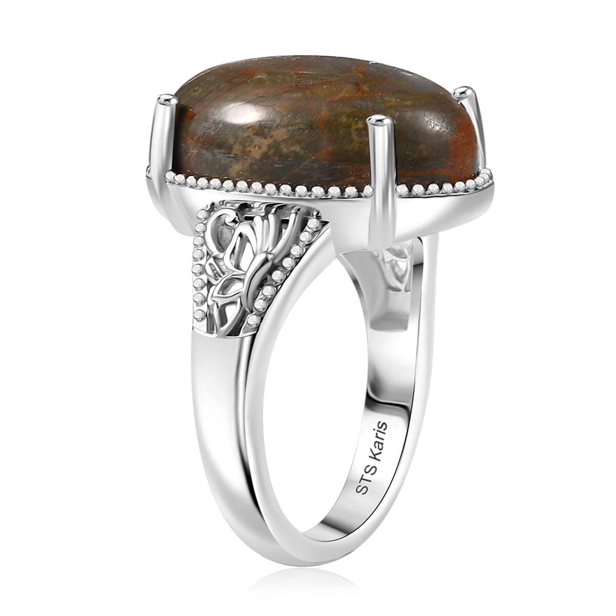 Karis Venus Jasper 12.20 ctw Solitaire Ring in Platinum Bond (Size 7.0) image number 3