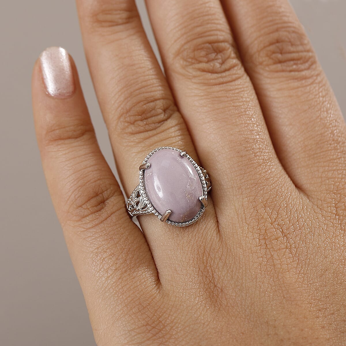 Karis Phosphosiderite 13.00 ctw Solitaire Ring in Platinum Bond (Size 5.0) image number 2