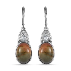 Venus Jasper and Sky Blue Topaz 12.10 ctw Lever Back Earrings in Stainless Steel