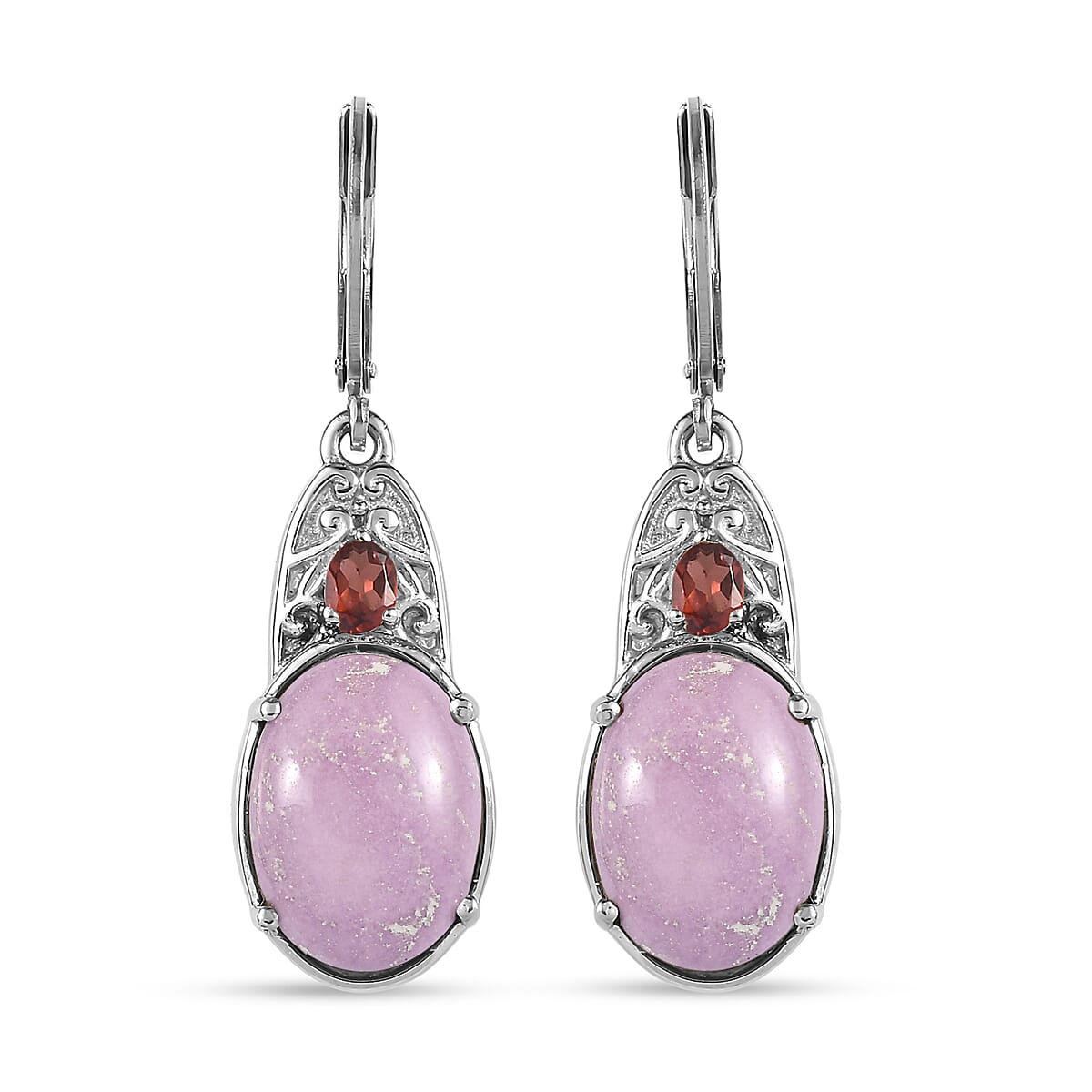 Phosphosiderite and Mozambique Garnet 13.50 ctw Earrings in Stainless Steel image number 0