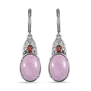 Phosphosiderite and Mozambique Garnet 13.50 ctw Earrings in Stainless Steel