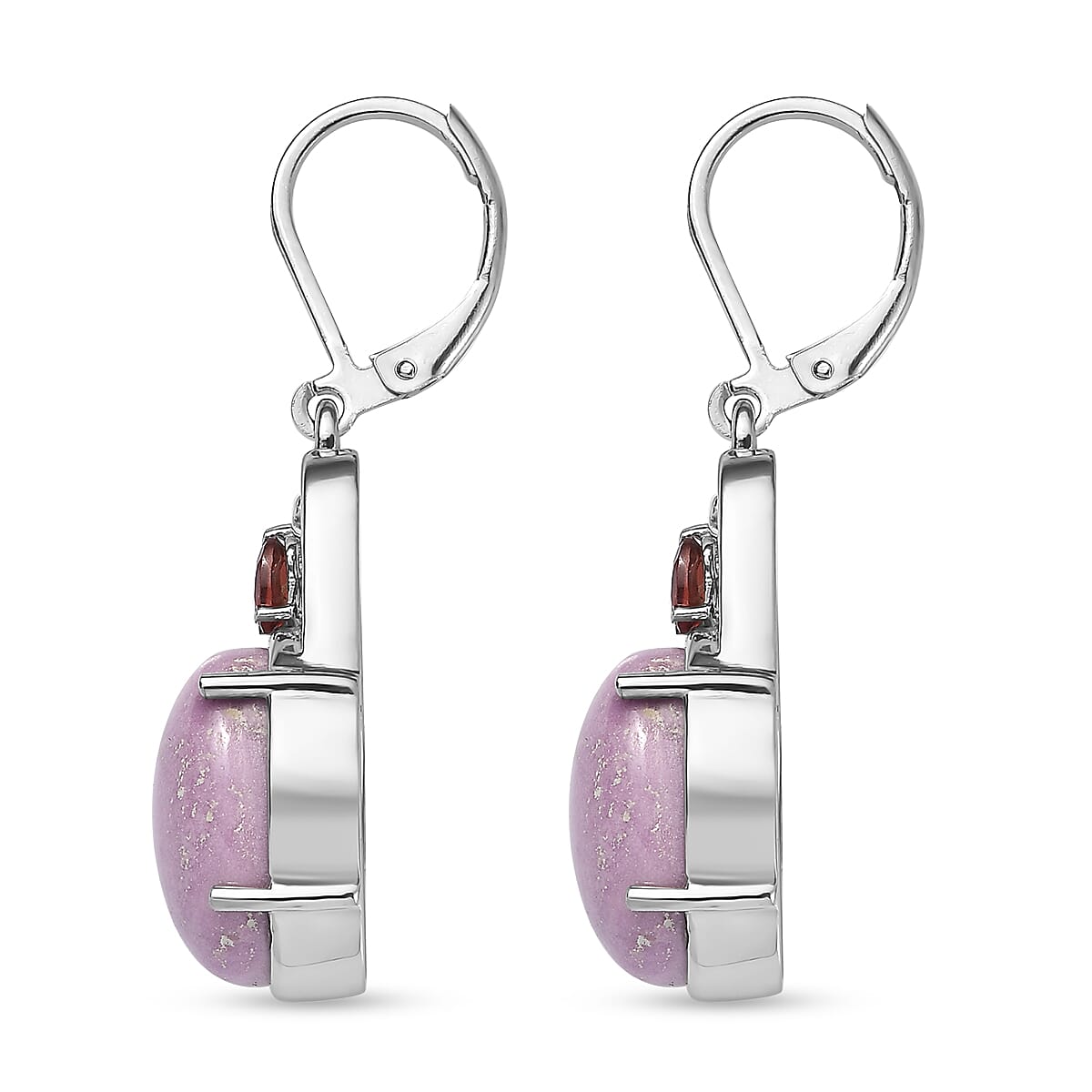 Phosphosiderite and Mozambique Garnet 13.50 ctw Earrings in Stainless Steel image number 3