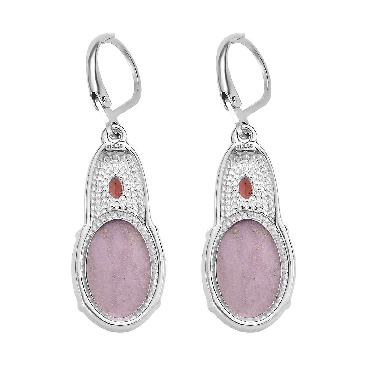 Phosphosiderite and Mozambique Garnet 13.50 ctw Earrings in Stainless Steel image number 4