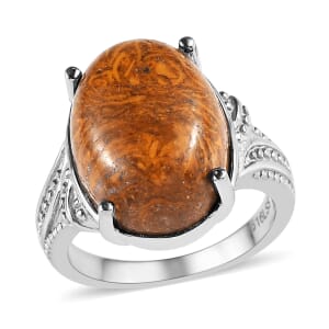 Script Stone 9.65 ctw Solitaire Ring in Stainless Steel (Size 10.0) 