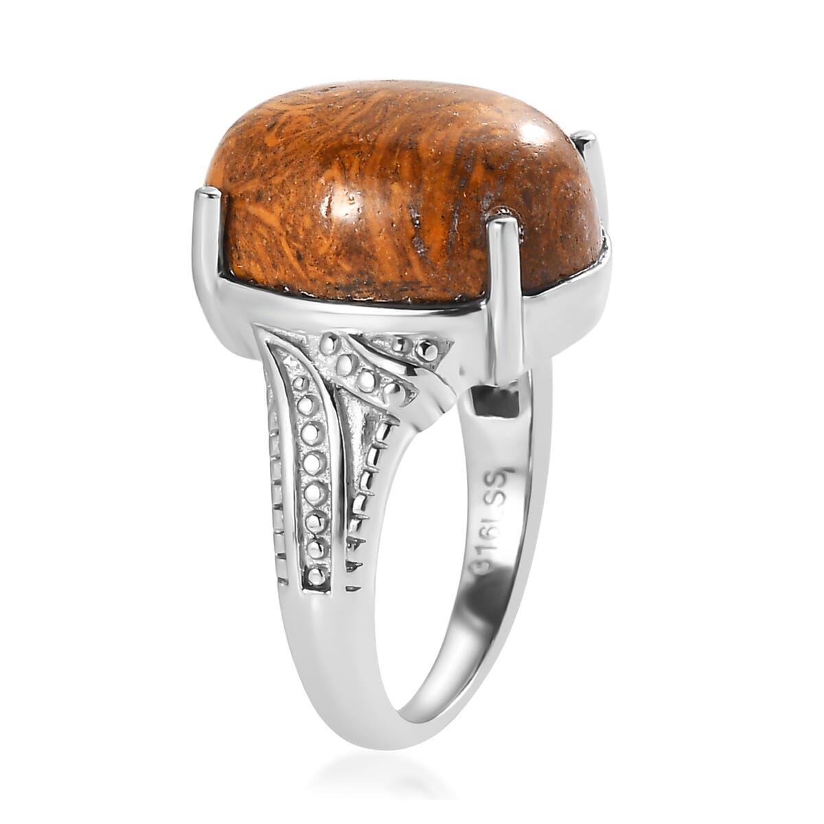 Script Stone 9.65 ctw Solitaire Ring in Stainless Steel (Size 10.0)  image number 3