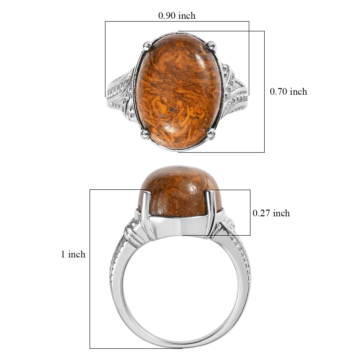 Script Stone 9.65 ctw Solitaire Ring in Stainless Steel (Size 10.0)  image number 5