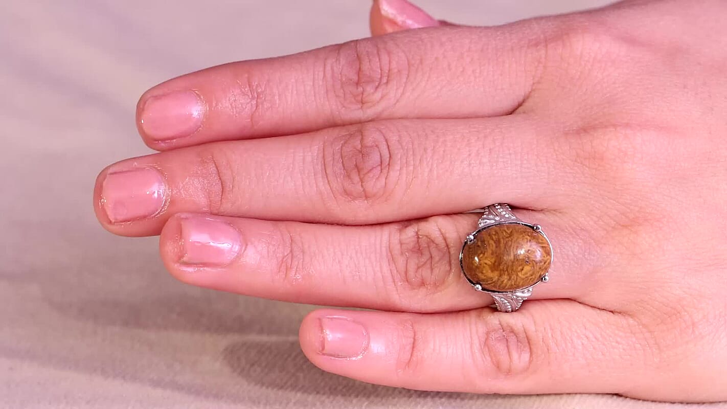 Script Stone Solitaire Ring in Stainless Steel (Size 10.0) 9.65 ctw