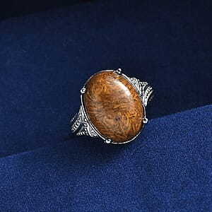 Script Stone 9.65 ctw Solitaire Ring in Stainless Steel (Size 8.0) 