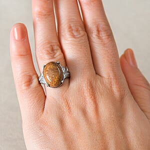 Script Stone 9.65 ctw Solitaire Ring in Stainless Steel (Size 8.0) 