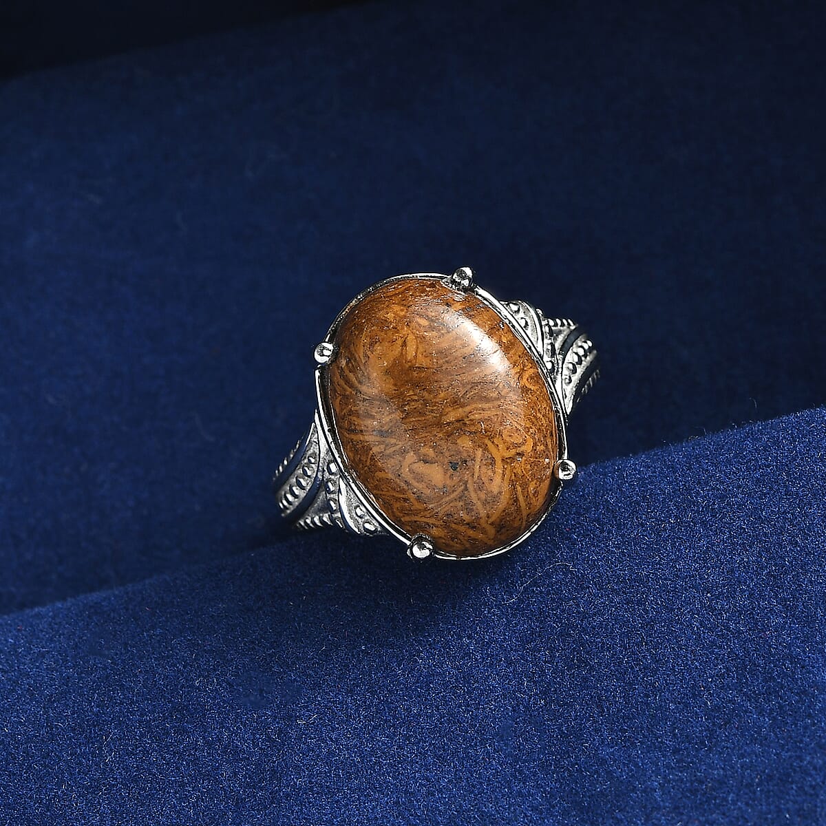 Script Stone 9.65 ctw Solitaire Ring in Stainless Steel (Size 9.0)  image number 1