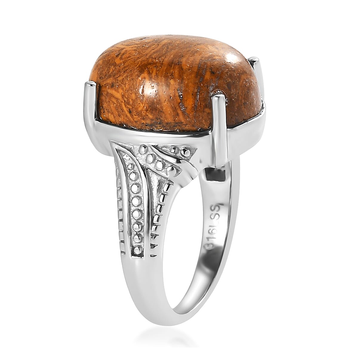 Script Stone 9.65 ctw Solitaire Ring in Stainless Steel (Size 9.0)  image number 3