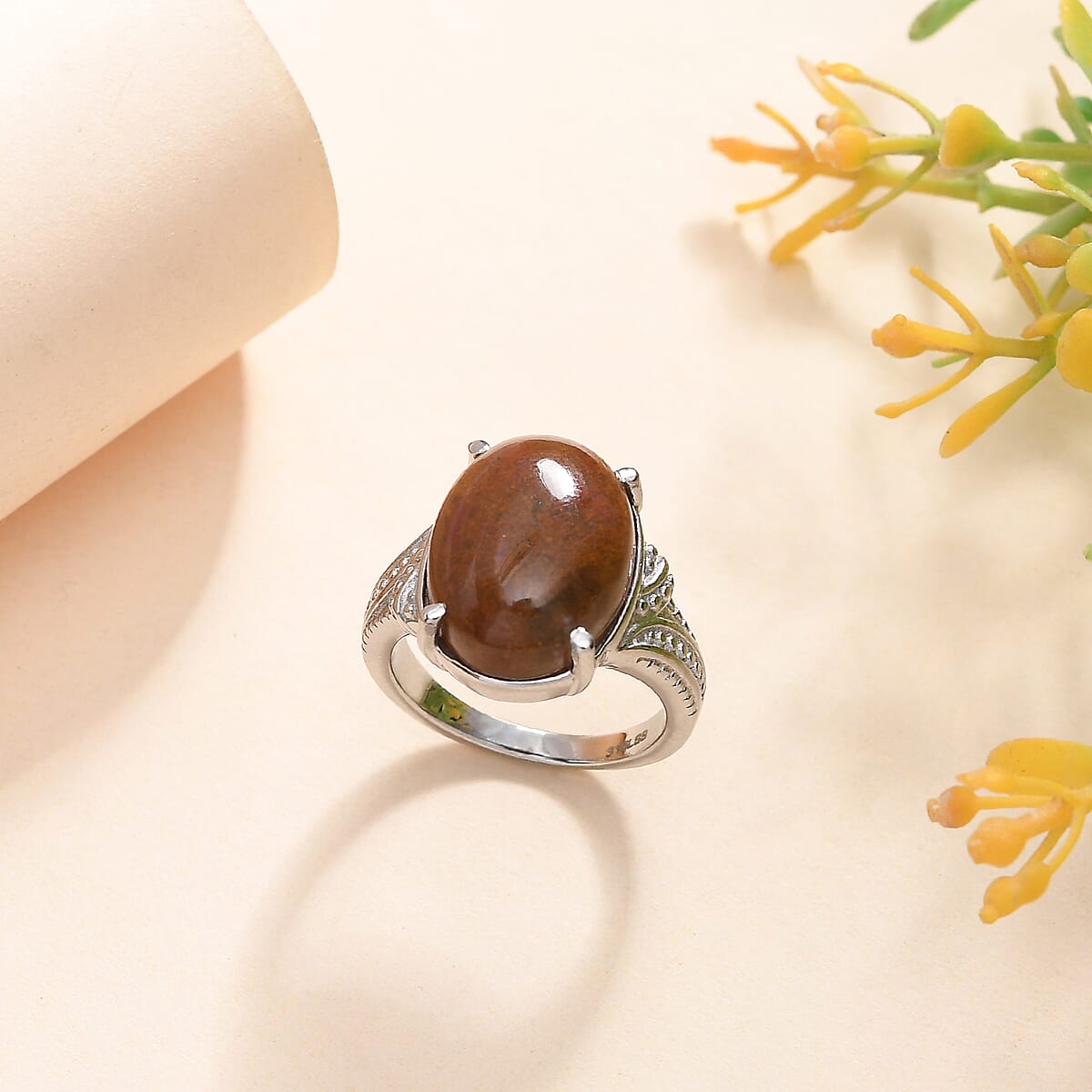 Aqua Nueva Moss 10.00 ctw Solitaire Ring in Stainless Steel (Size 9.0)  image number 1