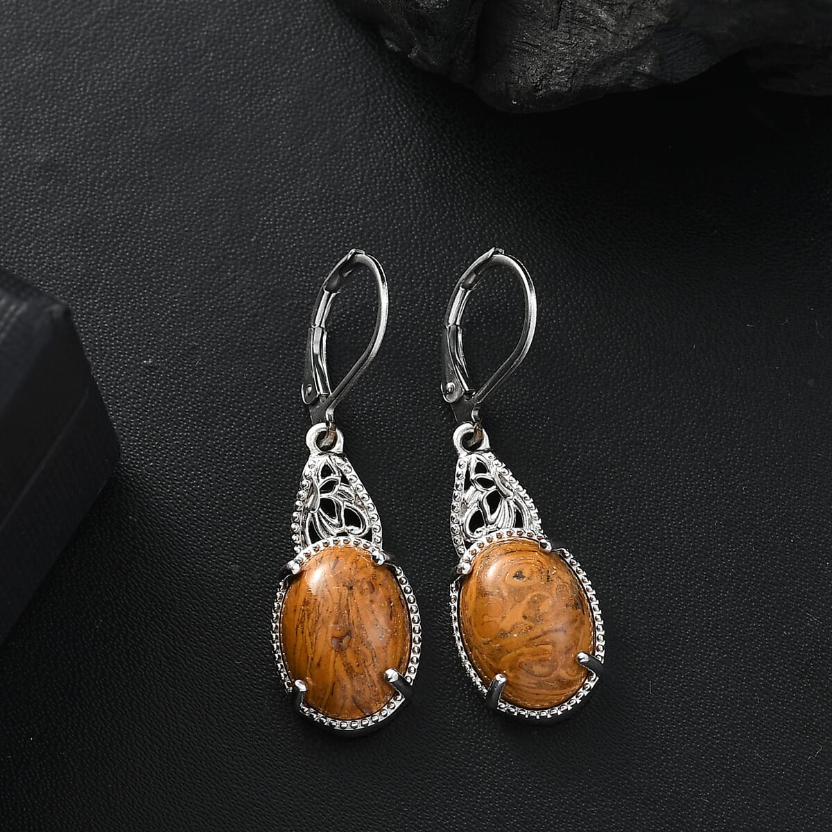 Karis Script Stone 11.20 ctw Lever Back Earrings Platinum Bond image number 1