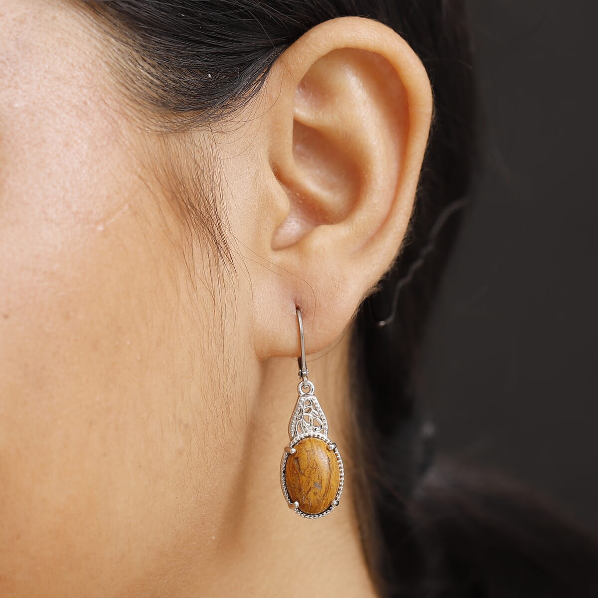 Karis Script Stone 11.20 ctw Lever Back Earrings Platinum Bond image number 2