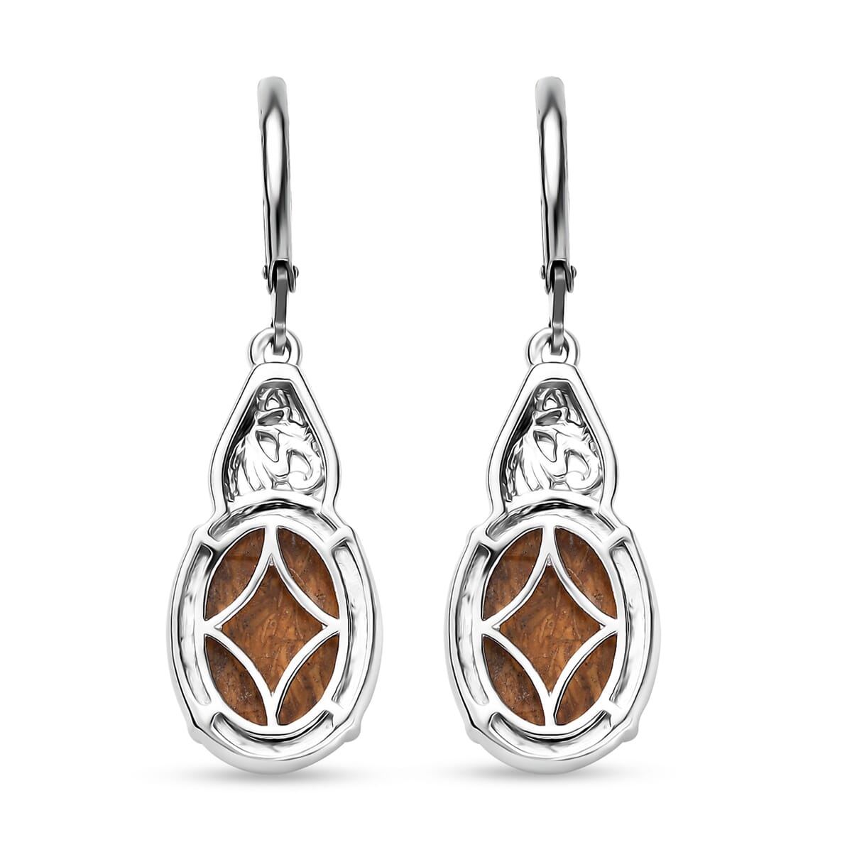 Karis Script Stone 11.20 ctw Lever Back Earrings Platinum Bond image number 4