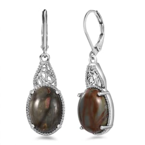 Karis Venus Jasper 13.00 ctw Lever Back Earrings Platinum Bond