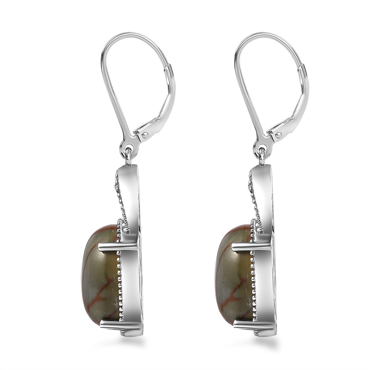 Karis Venus Jasper 13.00 ctw Lever Back Earrings Platinum Bond image number 3