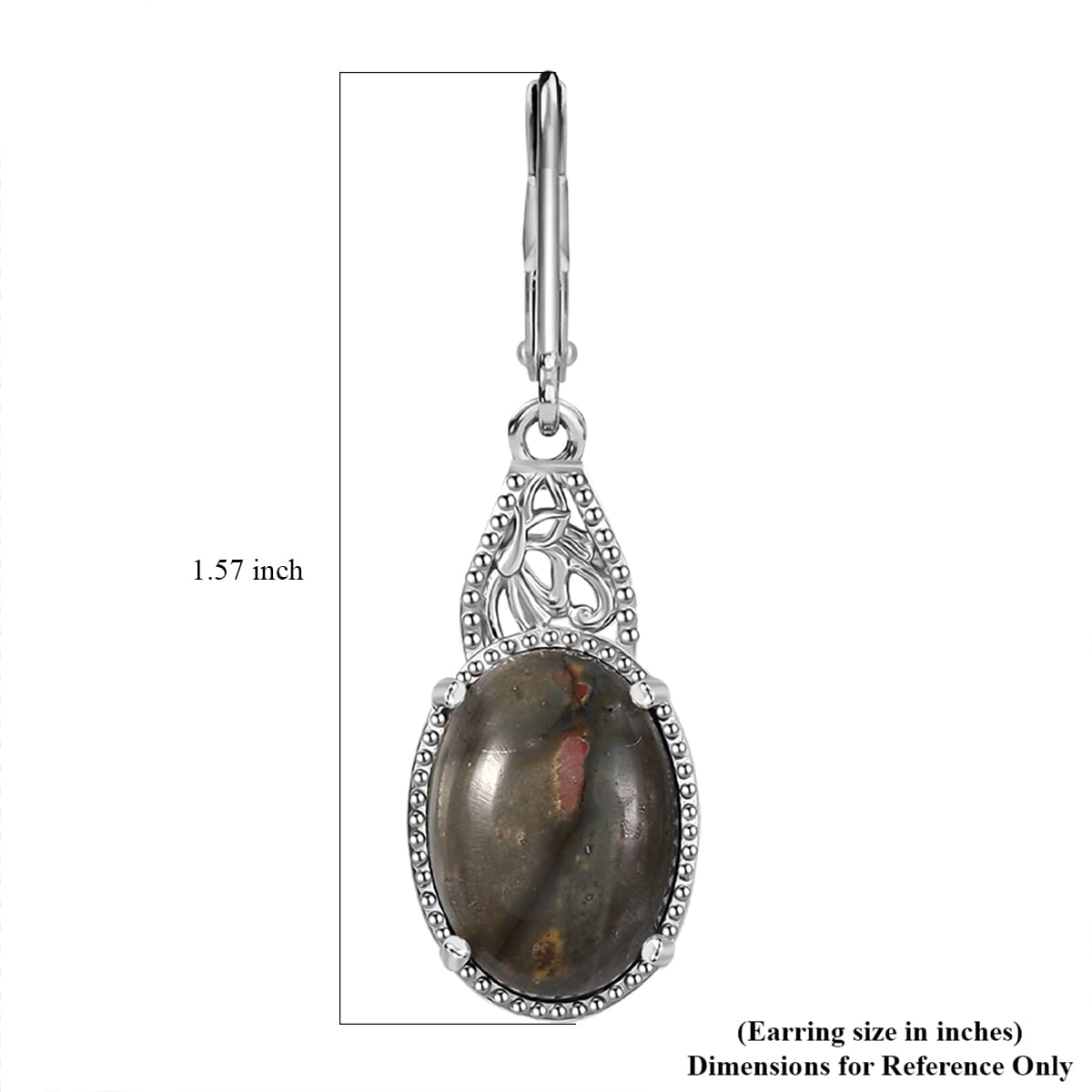 Karis Venus Jasper 13.00 ctw Lever Back Earrings Platinum Bond image number 5
