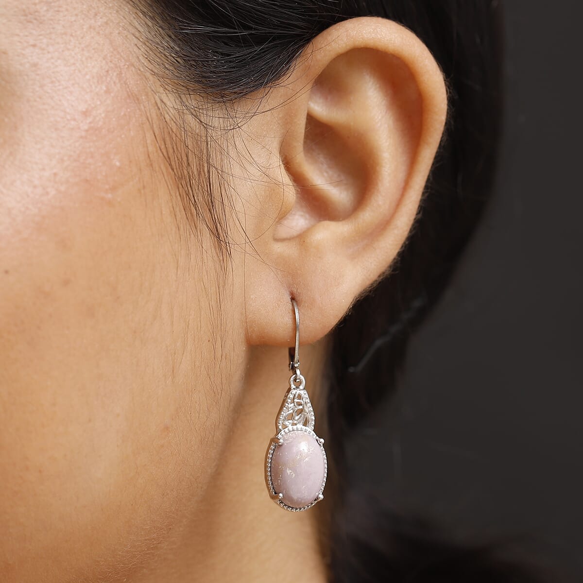 Karis Phosphosiderite 11.90 ctw Lever Back Earrings in Platinum Bond image number 2