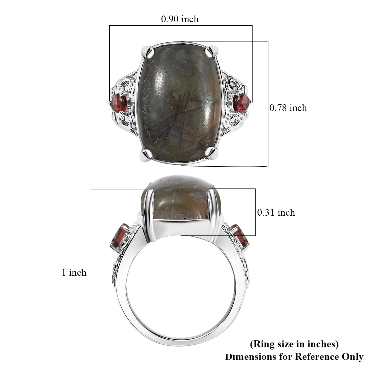 Karis Venus Jasper and Mozambique Garnet 14.30 ctw Ring in Platinum Bond (Size 10.0) image number 5