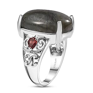 Karis Venus Jasper and Mozambique Garnet 14.30 ctw Ring in Platinum Bond (Size 11.0)