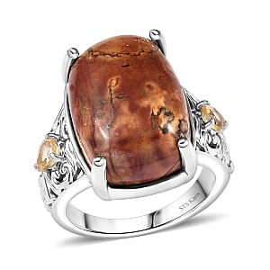 Karis Cherry Creek, Brazilian Citrine Ring in Platinum Bond (Size 11.0) 13.15 ctw