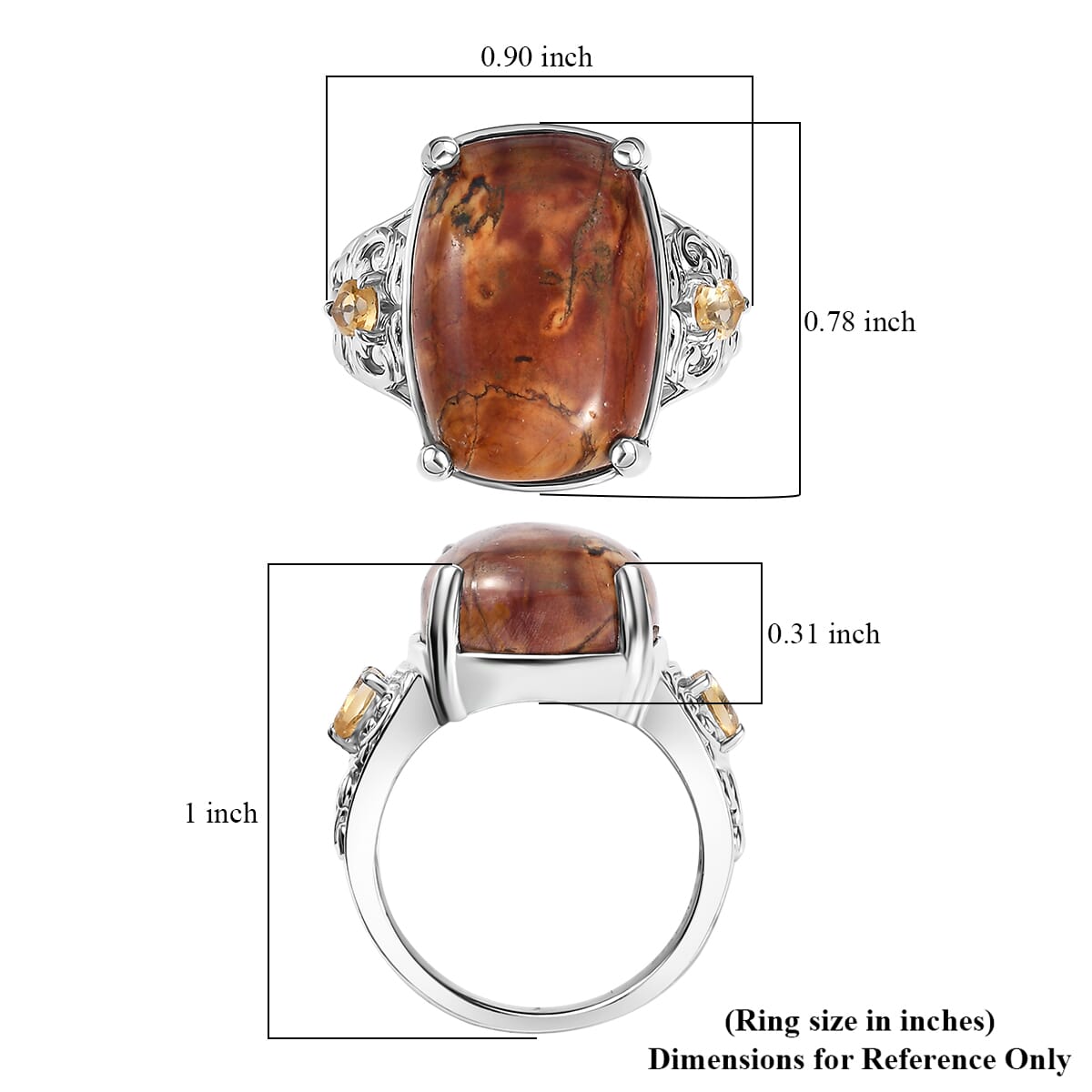 Karis Cherry Creek and Brazilian Citrine 13.15 ctw Ring in Platinum Bond (Size 5.0) image number 5