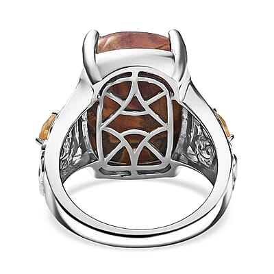 Karis Cherry Creek and Brazilian Citrine 13.15 ctw Ring in Platinum Bond (Size 9.0)