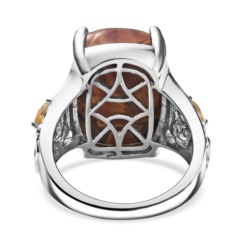 Karis Cherry Creek and Brazilian Citrine 13.15 ctw Ring in Platinum Bond (Size 9.0)