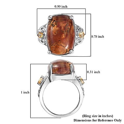 Karis Cherry Creek and Brazilian Citrine 13.15 ctw Ring in Platinum Bond (Size 9.0)