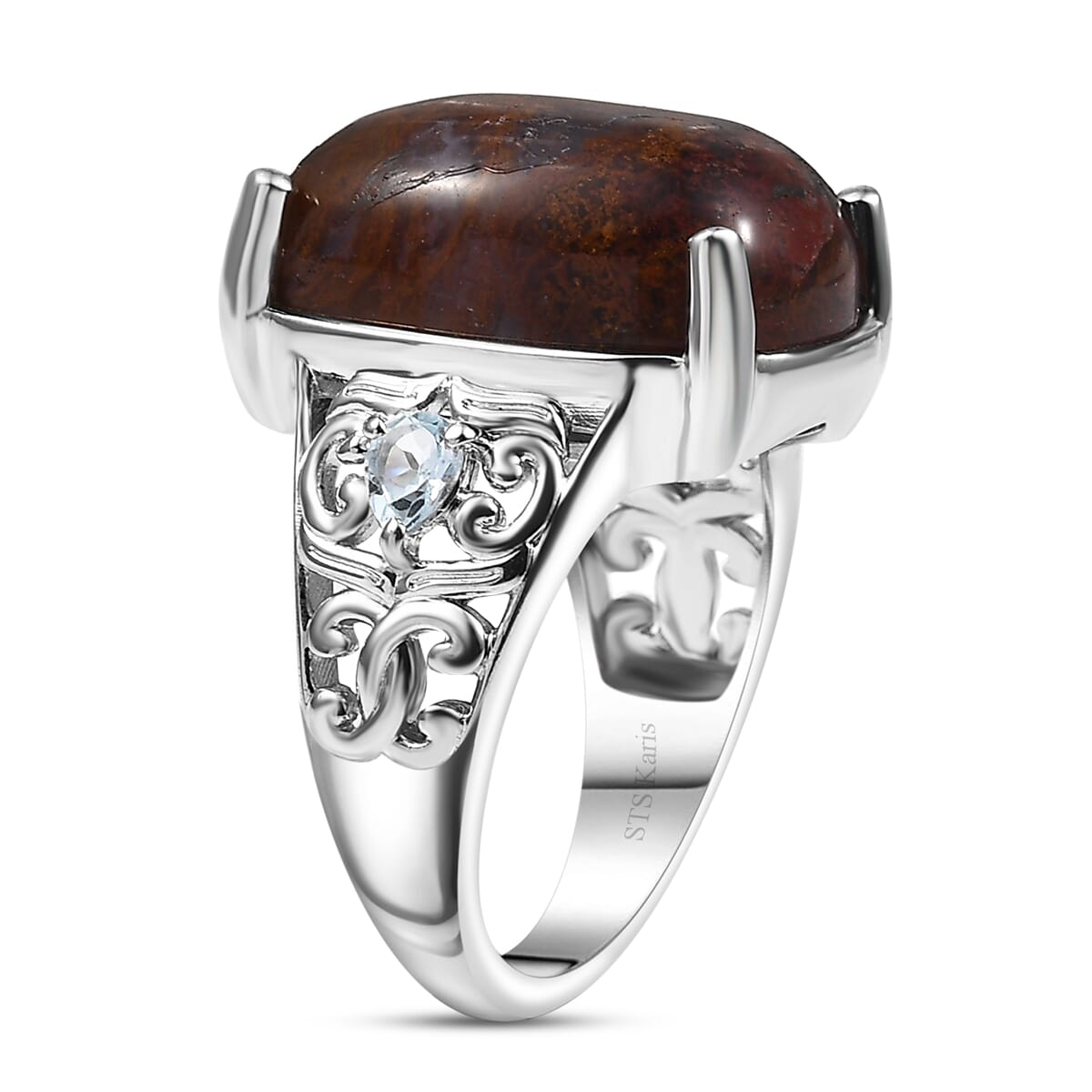 Karis Aqua Nueva Moss and Sky Blue Topaz 15.40 ctw Solitaire Ring in Platinum Bond (Size 10.0) image number 3