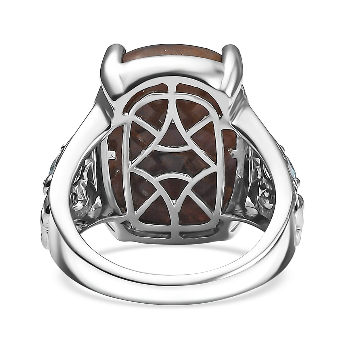 Karis Aqua Nueva Moss and Sky Blue Topaz 15.40 ctw Solitaire Ring in Platinum Bond (Size 10.0) image number 4