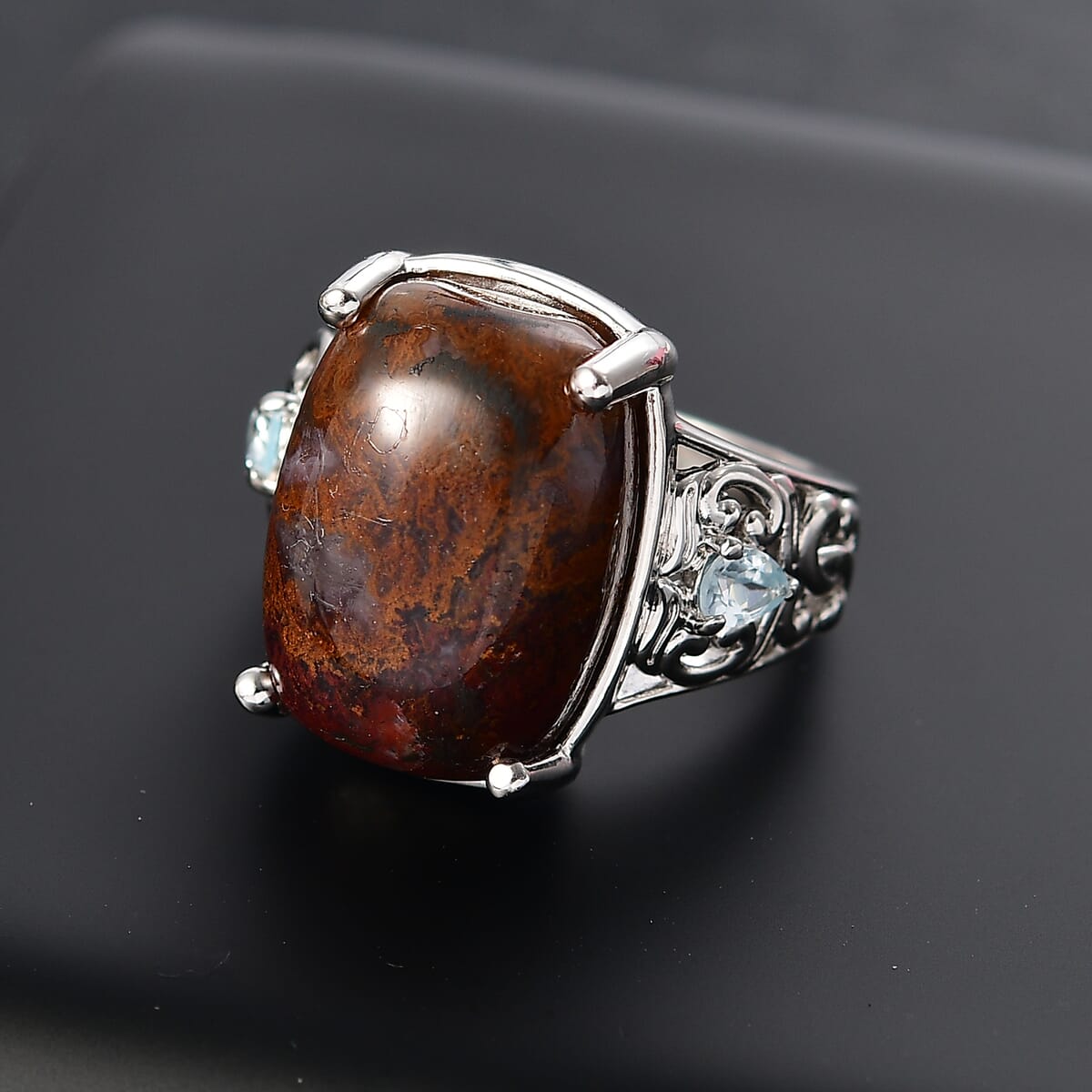 Karis Aqua Nueva Moss, Sky Blue Topaz Solitaire Ring in Platinum Bond (Size 5.0) 15.40 ctw image number 1