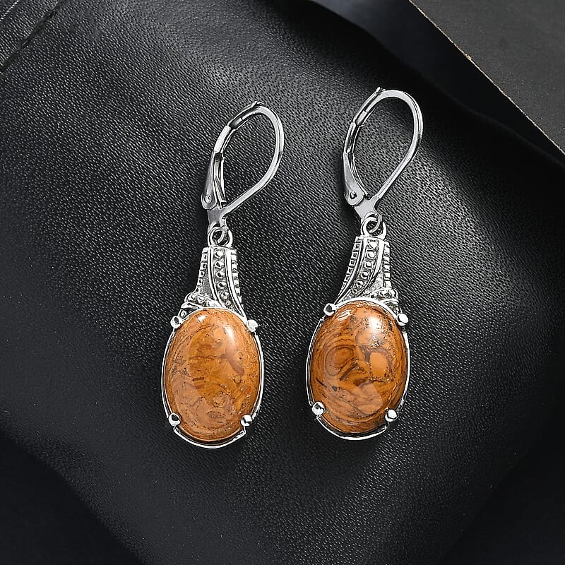 Script Stone 12.30 ctw Earrings in Stainless Steel 