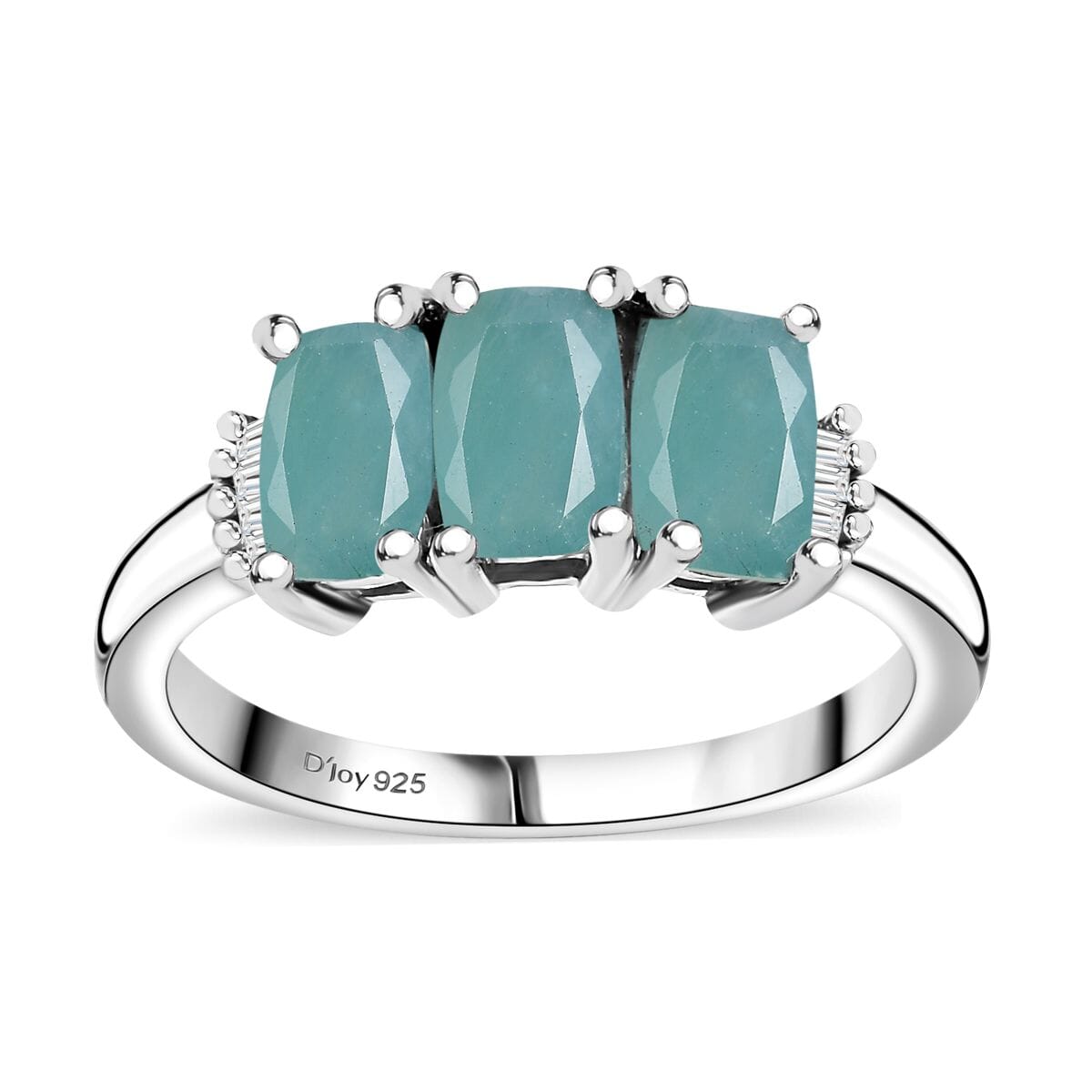 Grandidierite and White Diamond 1.90 ctw Trilogy Ring in Rhodium Over Sterling Silver (Size 8.0) image number 0