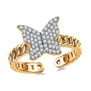 GP Trionfo Collection Diamond 0.33 ctw Butterfly Ring in 18K Vermeil Yellow Gold Over Sterling Silver (Size 7.0)