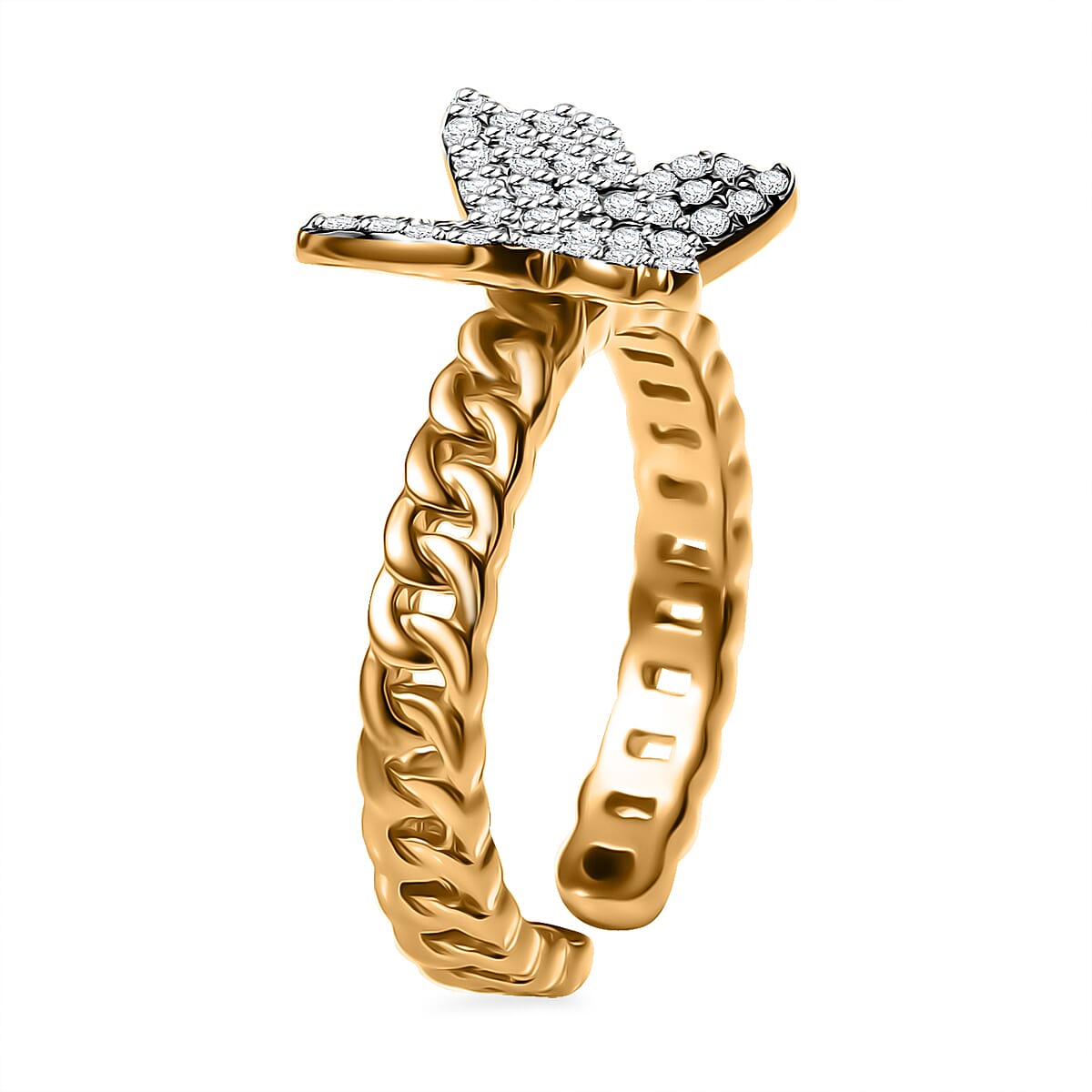 GP Trionfo Collection Diamond 0.33 ctw Butterfly Ring in 18K Vermeil Yellow Gold Over Sterling Silver (Size 7.0) image number 3
