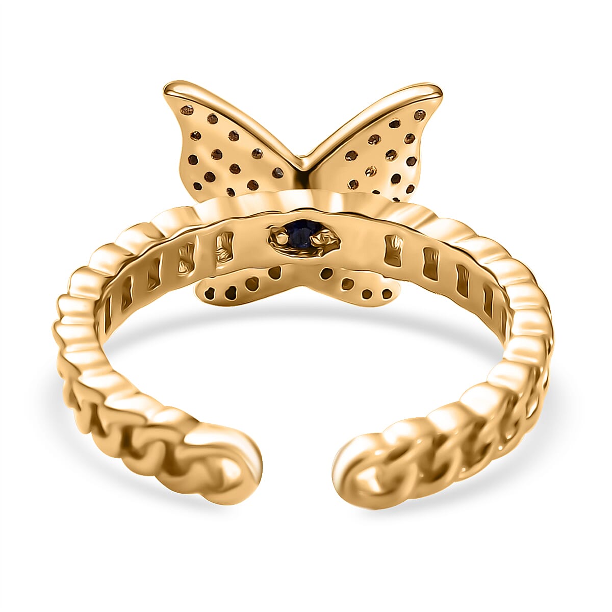 GP Trionfo Collection Diamond 0.33 ctw Butterfly Ring in 18K Vermeil Yellow Gold Over Sterling Silver (Size 7.0) image number 4