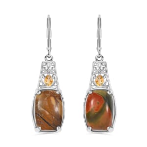 Karis Cherry Creek and Brazilian Citrine 13.90 ctw Lever Back Earrings Platinum Bond