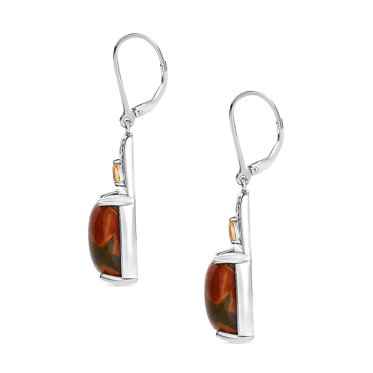 Karis Cherry Creek and Brazilian Citrine 13.90 ctw Lever Back Earrings Platinum Bond