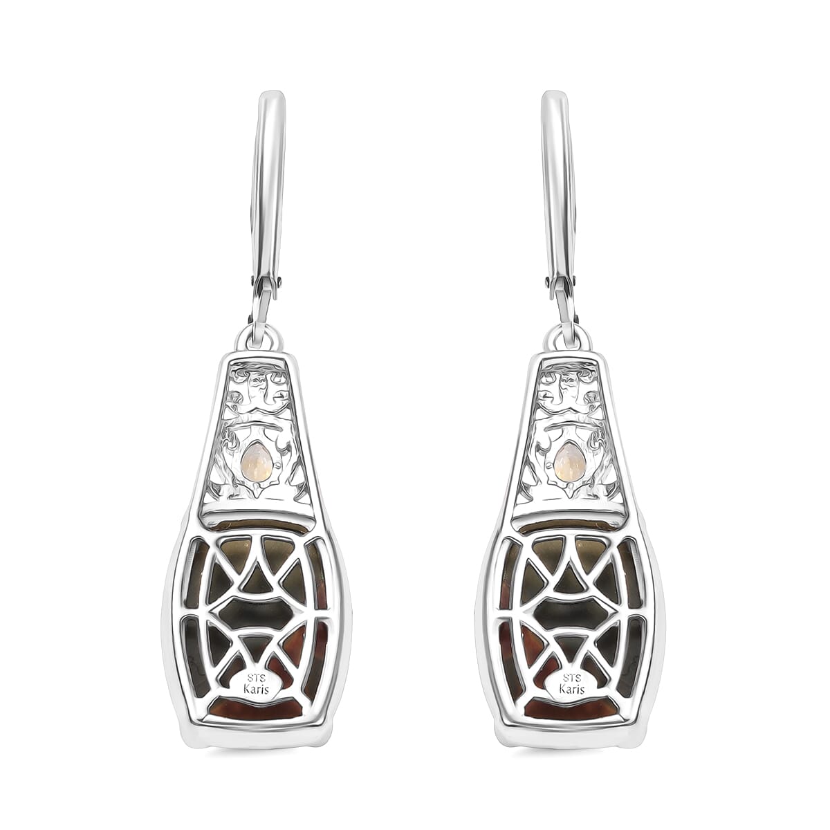 Karis Cherry Creek and Brazilian Citrine 13.90 ctw Lever Back Earrings Platinum Bond image number 5