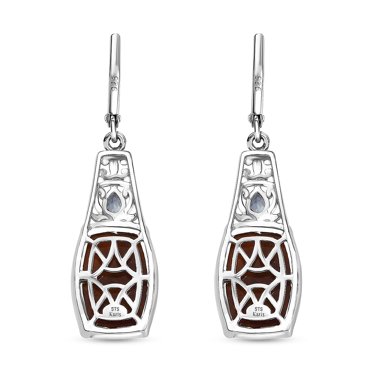 Karis Aqua Nueva Moss and Sky Blue Topaz 15.40 ctw Lever Back Earrings in Platinum Bond