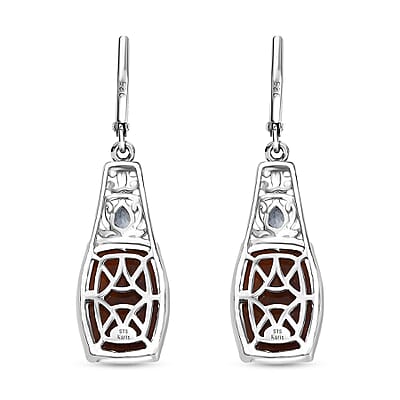 Karis Aqua Nueva Moss and Sky Blue Topaz 15.40 ctw Lever Back Earrings in Platinum Bond