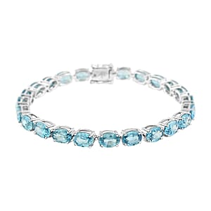 Cambodian Blue Zircon 30.00 ctw Bracelet in Sterling Silver (8.00 In)