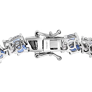 Kashmir Kyanite and White Zircon 22.10 ctw Bracelet in Rhodium Over Sterling Silver (8.00 In)