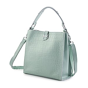 Green Genuine Leather Crossbody Bag with Shoulder Strap